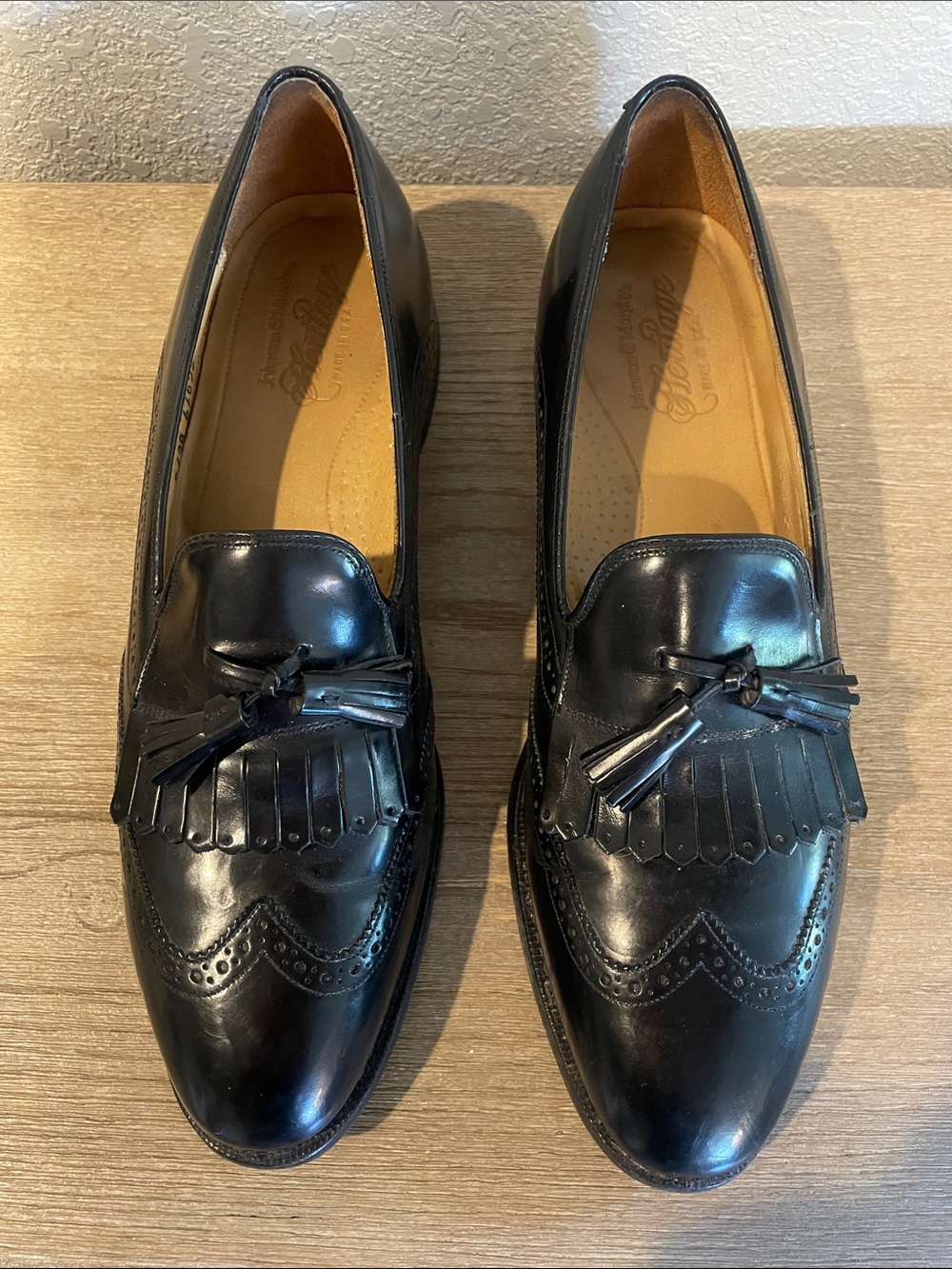 Johnston Murphy Black Wingtip Tassel Oxford Dress Shoes